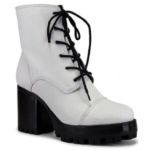 SCHUTZ White and Black Lace Up Boots with Chunky Sole size 9